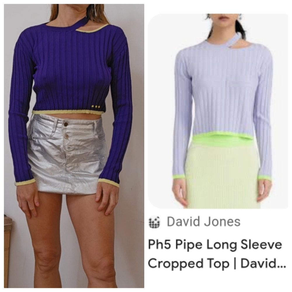 Nwot Kith pH5 Ultraviolet Cut Out Pipe Long Sleeve Cropped Knit Top S